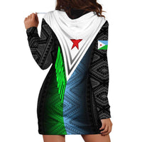 Djibouti Fusion Hoodie Dress Tribal Geometry Meets National Colors and Red Star Boldness