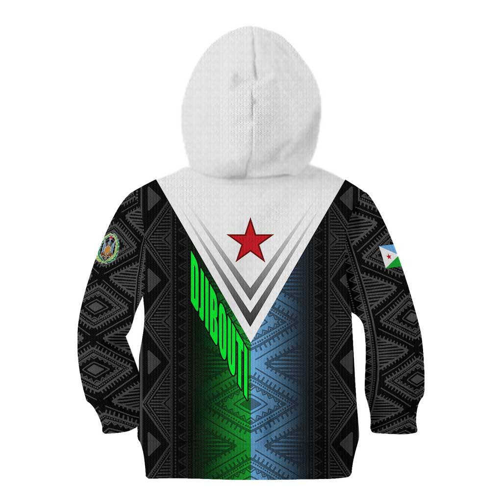 Djibouti Fusion Kid Hoodie Tribal Geometry Meets National Colors and Red Star Boldness