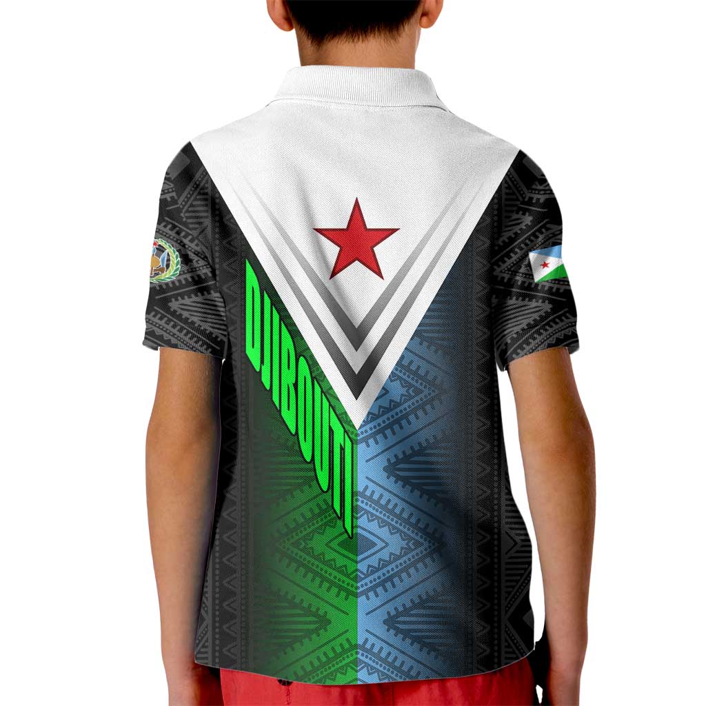 Djibouti Fusion Kid Polo Shirt Tribal Geometry Meets National Colors and Red Star Boldness