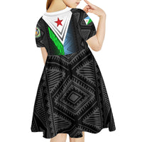 Djibouti Fusion Kid Short Sleeve Dress Tribal Geometry Meets National Colors and Red Star Boldness