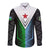 Djibouti Fusion Long Sleeve Button Shirt Tribal Geometry Meets National Colors and Red Star Boldness