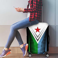 Djibouti Fusion Luggage Cover Tribal Geometry Meets National Colors and Red Star Boldness
