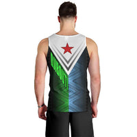 Djibouti Fusion Men Tank Top Tribal Geometry Meets National Colors and Red Star Boldness