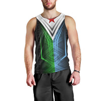 Djibouti Fusion Men Tank Top Tribal Geometry Meets National Colors and Red Star Boldness