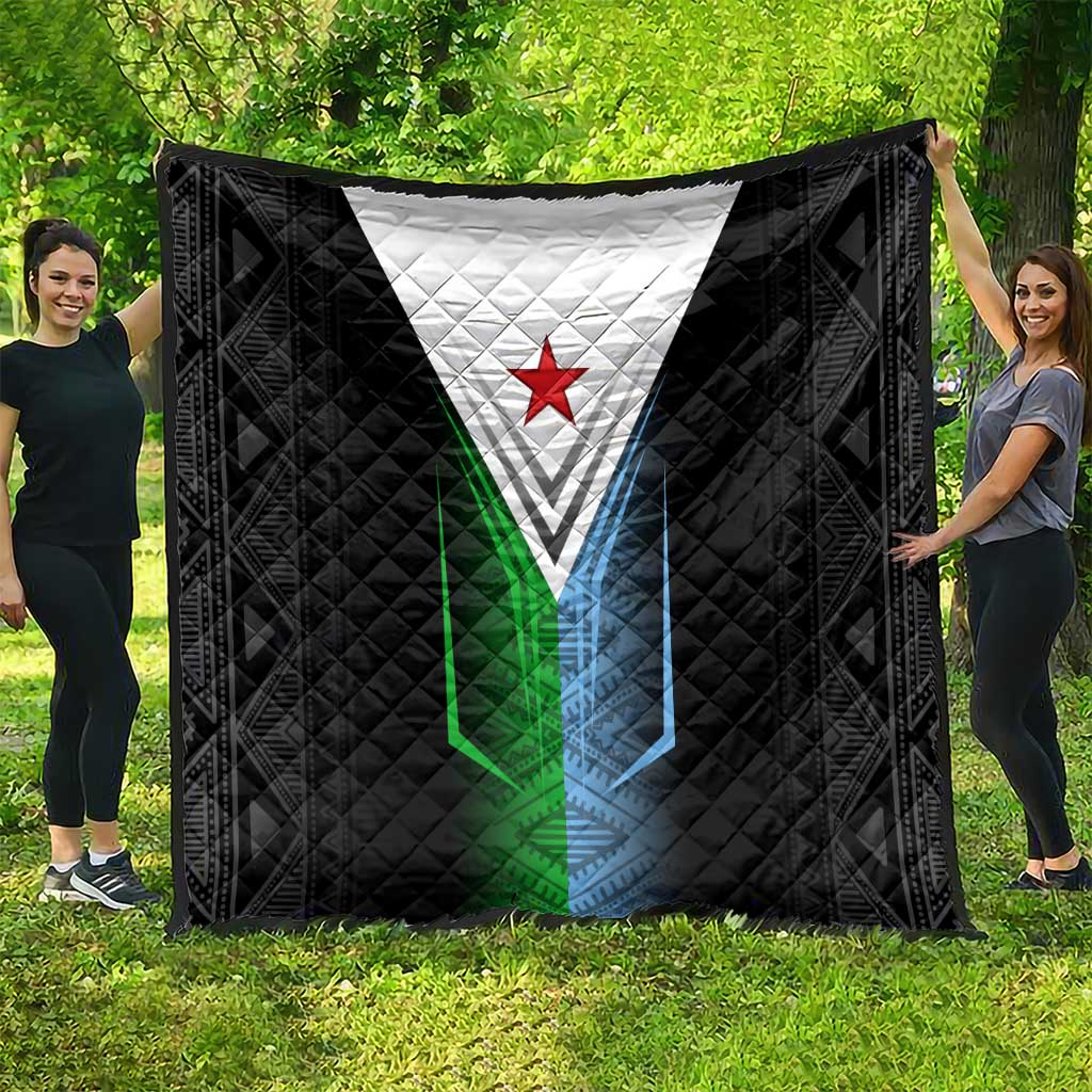 Djibouti Fusion Quilt Tribal Geometry Meets National Colors and Red Star Boldness