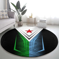 Djibouti Fusion Round Carpet Tribal Geometry Meets National Colors and Red Star Boldness