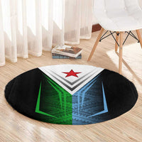Djibouti Fusion Round Carpet Tribal Geometry Meets National Colors and Red Star Boldness
