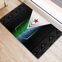 Djibouti Fusion Rubber Doormat Tribal Geometry Meets National Colors and Red Star Boldness