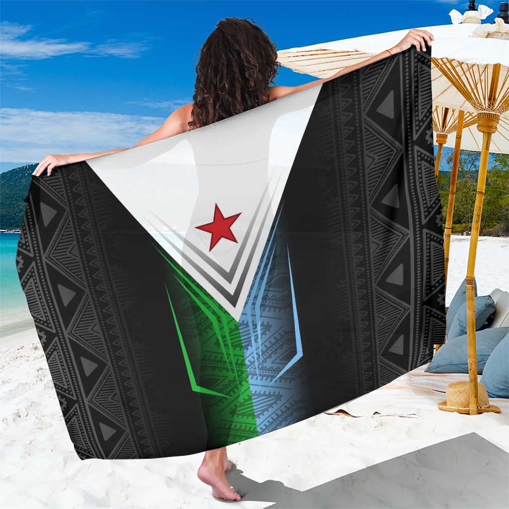 Djibouti Fusion Sarong Tribal Geometry Meets National Colors and Red Star Boldness