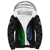 Djibouti Fusion Sherpa Hoodie Tribal Geometry Meets National Colors and Red Star Boldness