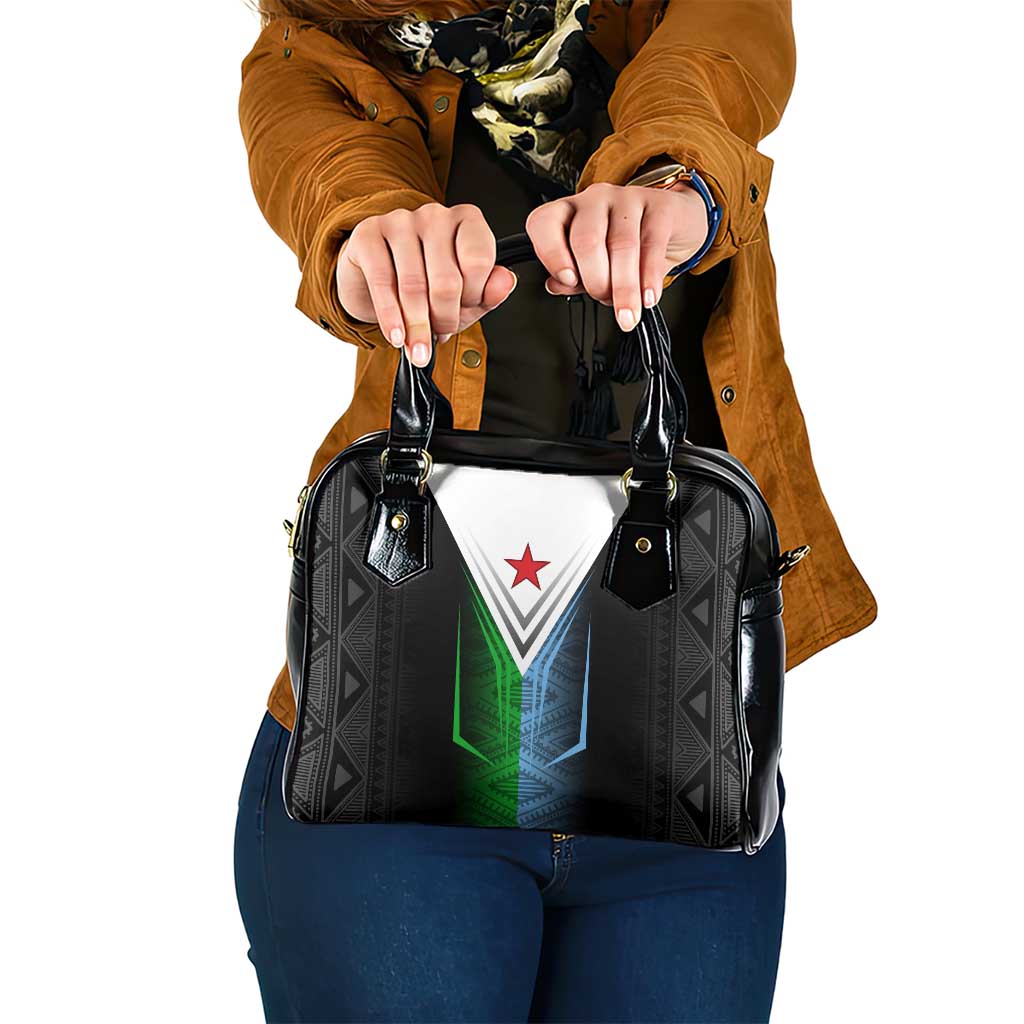 Djibouti Fusion Shoulder Handbag Tribal Geometry Meets National Colors and Red Star Boldness