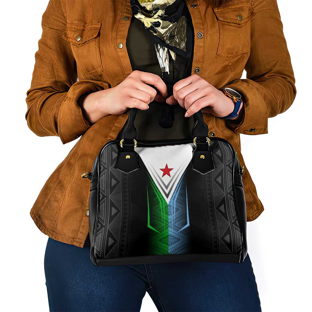 Djibouti Fusion Shoulder Handbag Tribal Geometry Meets National Colors and Red Star Boldness