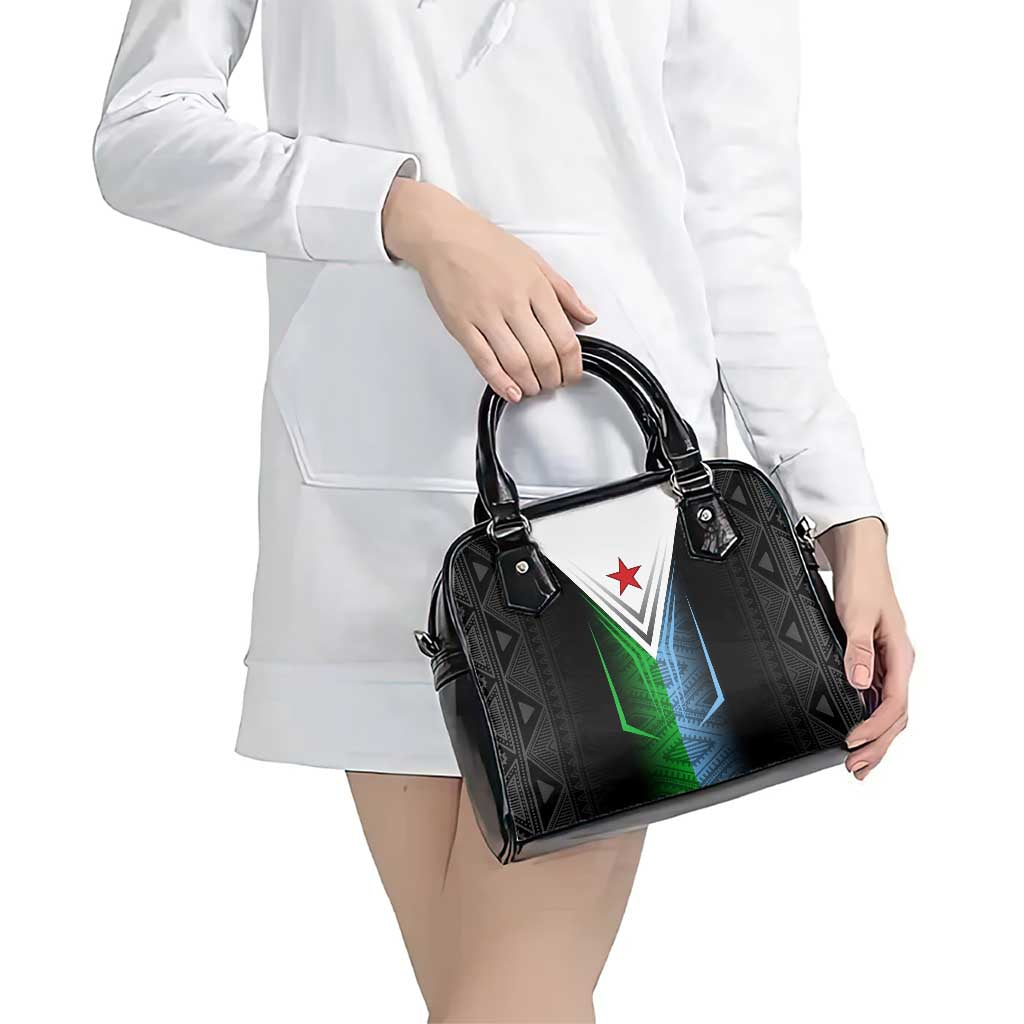 Djibouti Fusion Shoulder Handbag Tribal Geometry Meets National Colors and Red Star Boldness