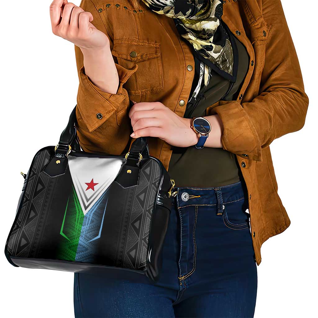Djibouti Fusion Shoulder Handbag Tribal Geometry Meets National Colors and Red Star Boldness