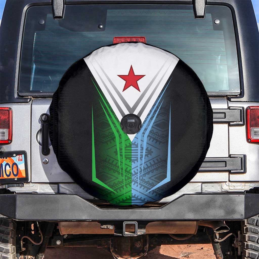Djibouti Fusion Spare Tire Cover Tribal Geometry Meets National Colors and Red Star Boldness