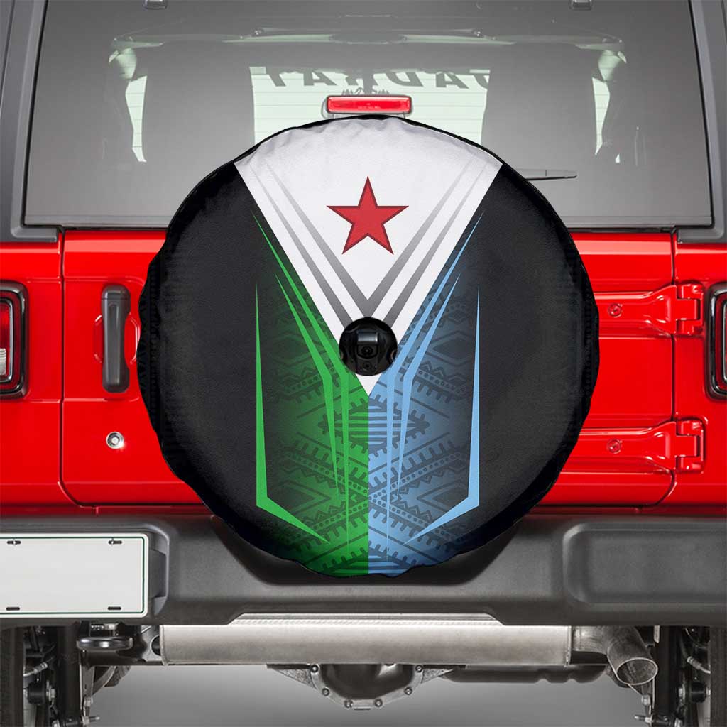 Djibouti Fusion Spare Tire Cover Tribal Geometry Meets National Colors and Red Star Boldness