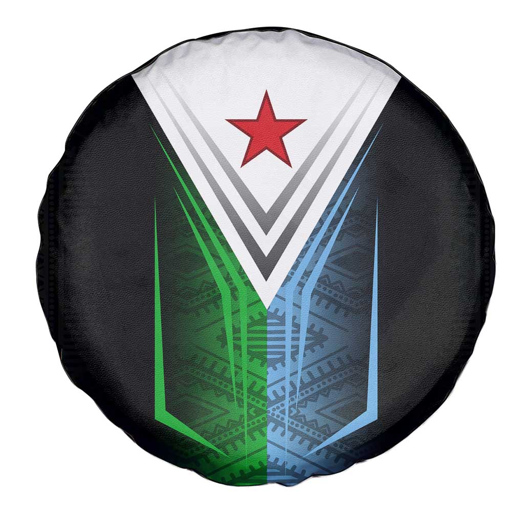 Djibouti Fusion Spare Tire Cover Tribal Geometry Meets National Colors and Red Star Boldness