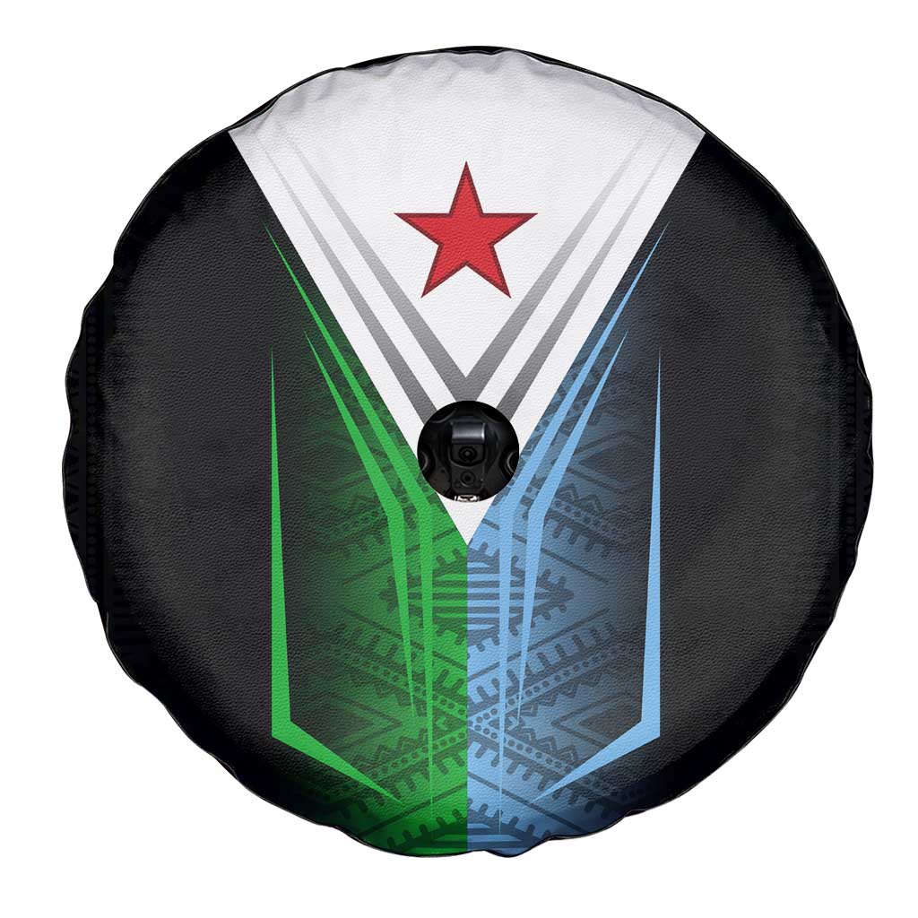 Djibouti Fusion Spare Tire Cover Tribal Geometry Meets National Colors and Red Star Boldness