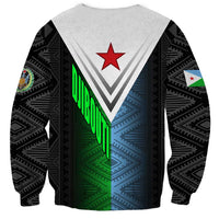 Djibouti Fusion Sweatshirt Tribal Geometry Meets National Colors and Red Star Boldness