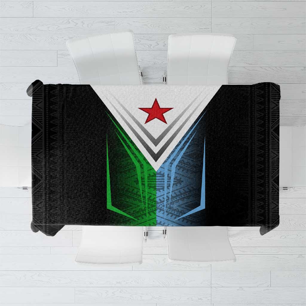 Djibouti Fusion Tablecloth Tribal Geometry Meets National Colors and Red Star Boldness