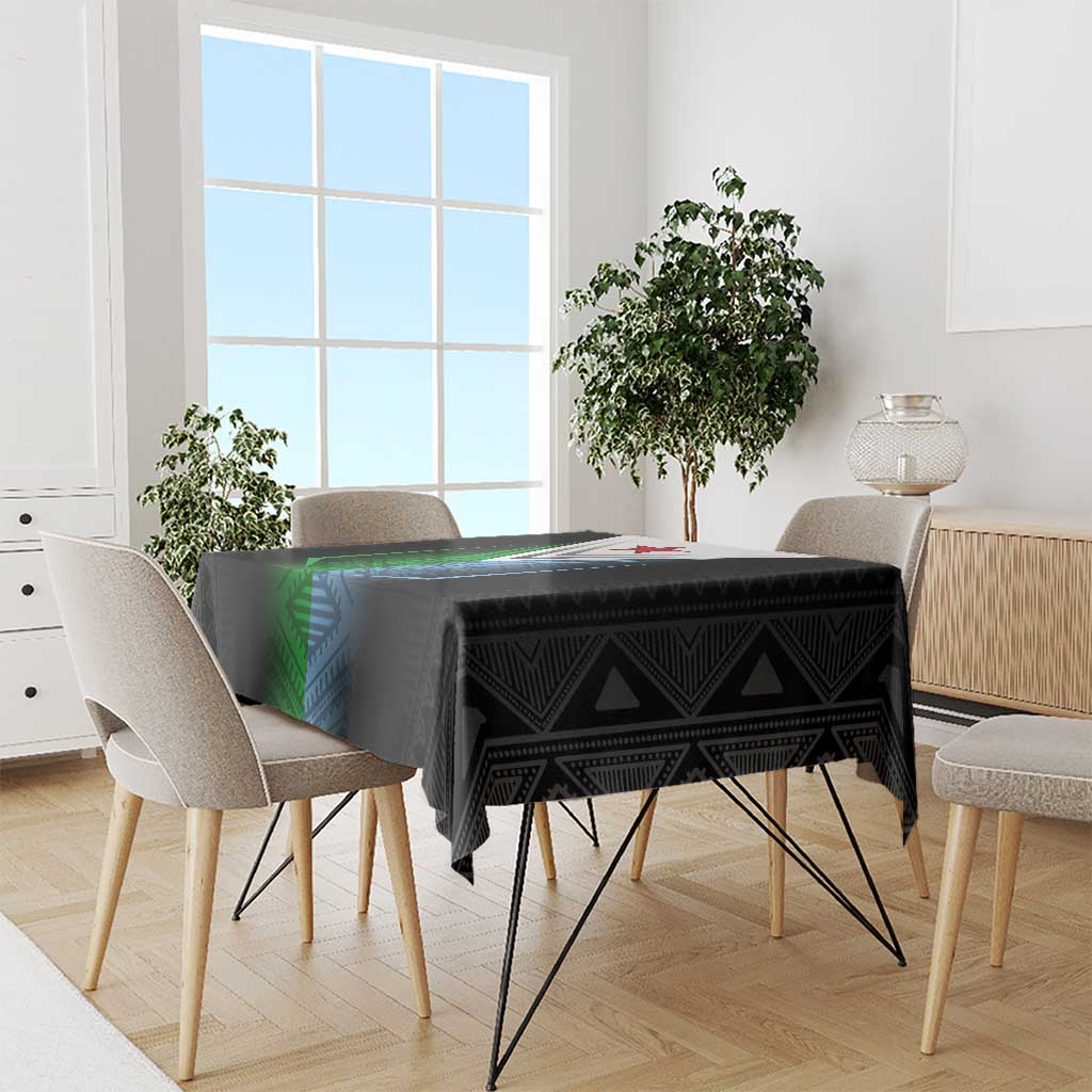 Djibouti Fusion Tablecloth Tribal Geometry Meets National Colors and Red Star Boldness