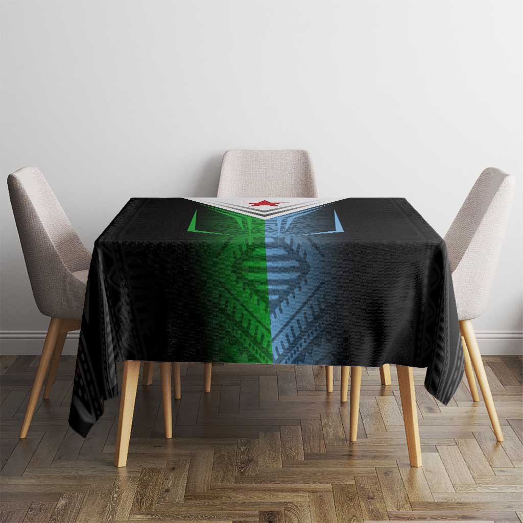 Djibouti Fusion Tablecloth Tribal Geometry Meets National Colors and Red Star Boldness