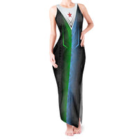 Djibouti Fusion Tank Maxi Dress Tribal Geometry Meets National Colors and Red Star Boldness