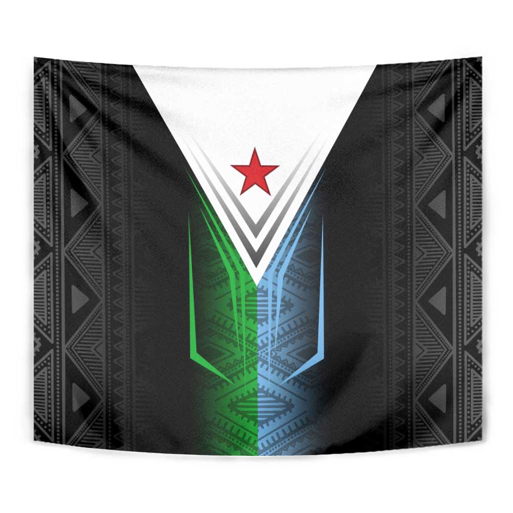 Djibouti Fusion Tapestry Tribal Geometry Meets National Colors and Red Star Boldness