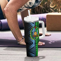 Djibouti Fusion Tumbler With Handle Tribal Geometry Meets National Colors and Red Star Boldness