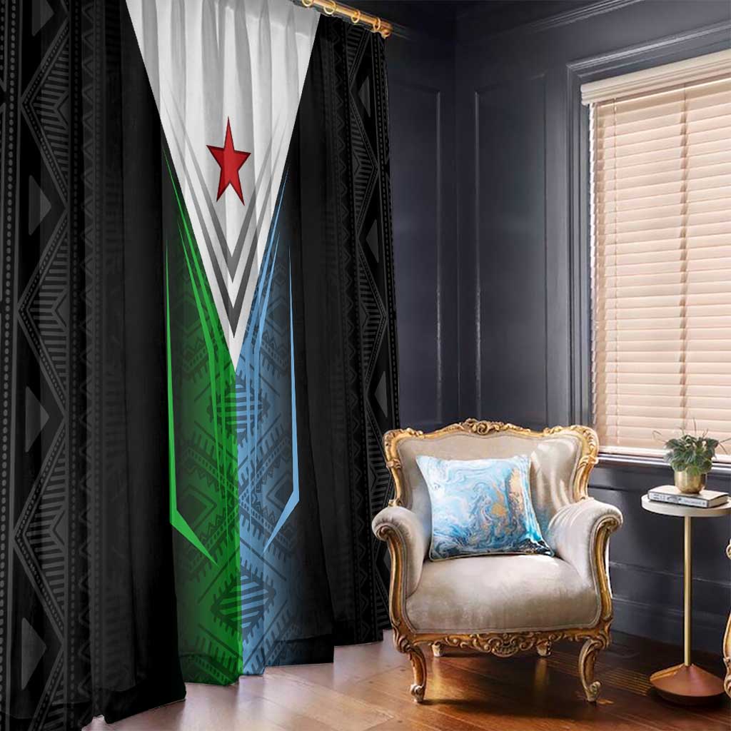 Djibouti Fusion Window Curtain Tribal Geometry Meets National Colors and Red Star Boldness