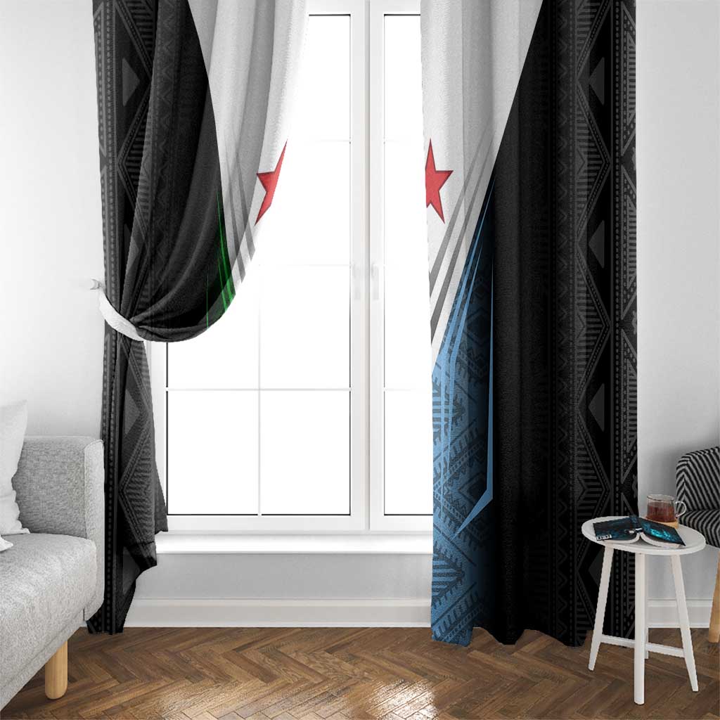 Djibouti Fusion Window Curtain Tribal Geometry Meets National Colors and Red Star Boldness