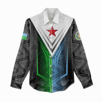 Djibouti Fusion Women Casual Shirt Tribal Geometry Meets National Colors and Red Star Boldness