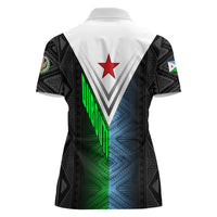 Djibouti Fusion Women Polo Shirt Tribal Geometry Meets National Colors and Red Star Boldness