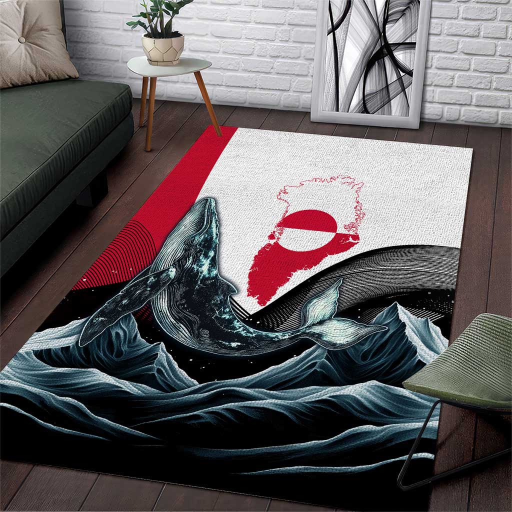 Greenland Whale Area Rug with Arctic Waves and Where the Ice Meets the Sky Text Design