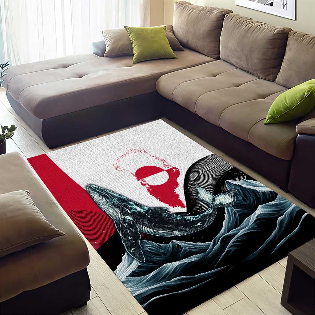 Greenland Whale Area Rug with Arctic Waves and Where the Ice Meets the Sky Text Design