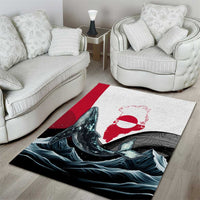 Greenland Whale Area Rug with Arctic Waves and Where the Ice Meets the Sky Text Design