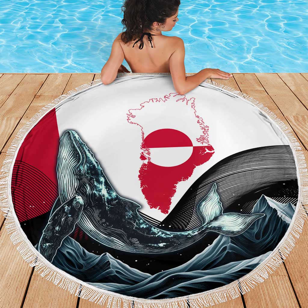 Greenland Whale Beach Blanket with Arctic Waves and Where the Ice Meets the Sky Text Design