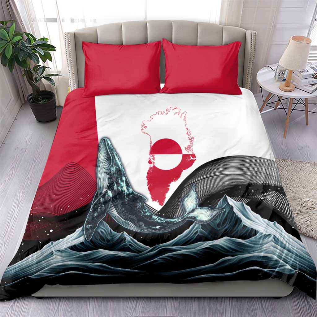 Greenland Whale Bedding Set with Arctic Waves and Where the Ice Meets the Sky Text Design