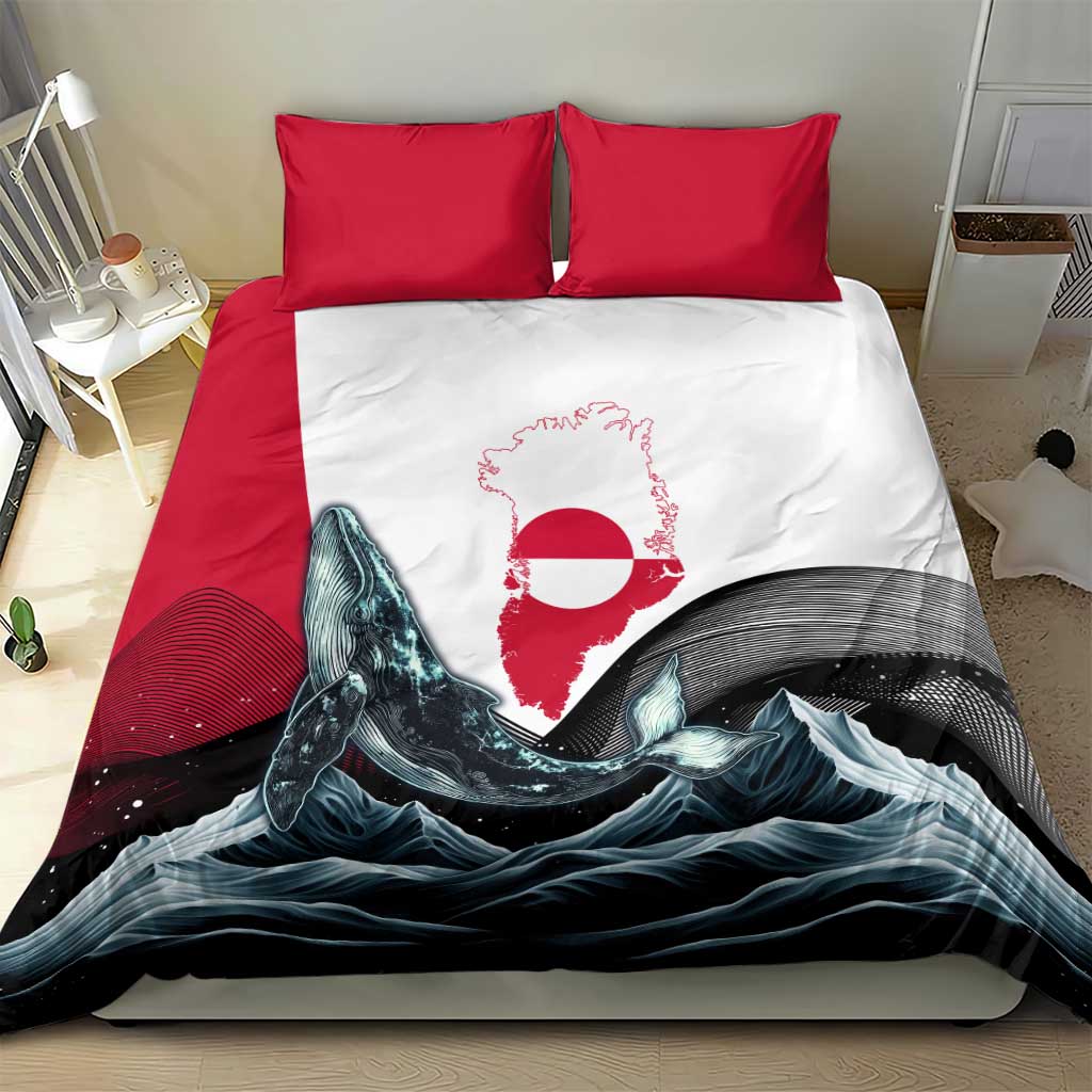 Greenland Whale Bedding Set with Arctic Waves and Where the Ice Meets the Sky Text Design