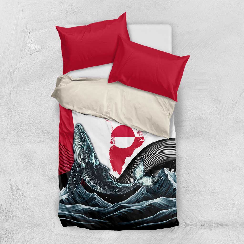 Greenland Whale Bedding Set with Arctic Waves and Where the Ice Meets the Sky Text Design