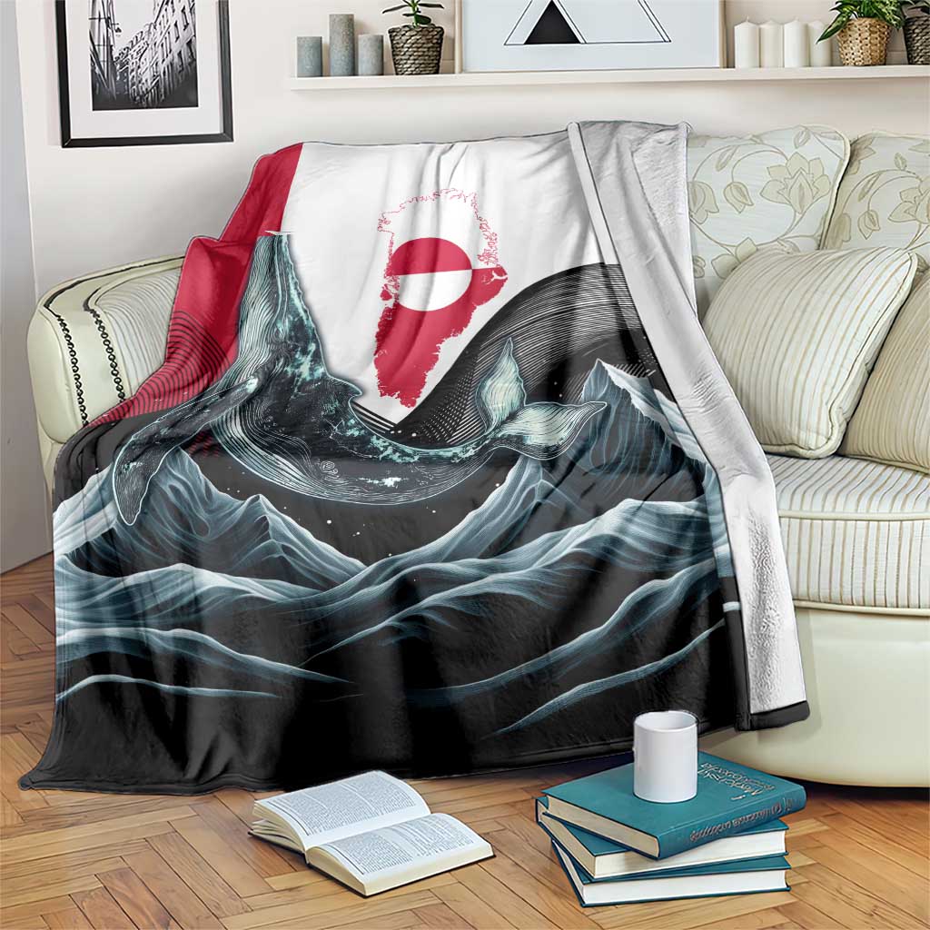 Greenland Whale Blanket with Arctic Waves and Where the Ice Meets the Sky Text Design