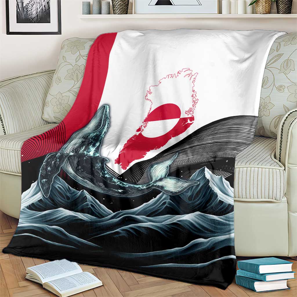Greenland Whale Blanket with Arctic Waves and Where the Ice Meets the Sky Text Design