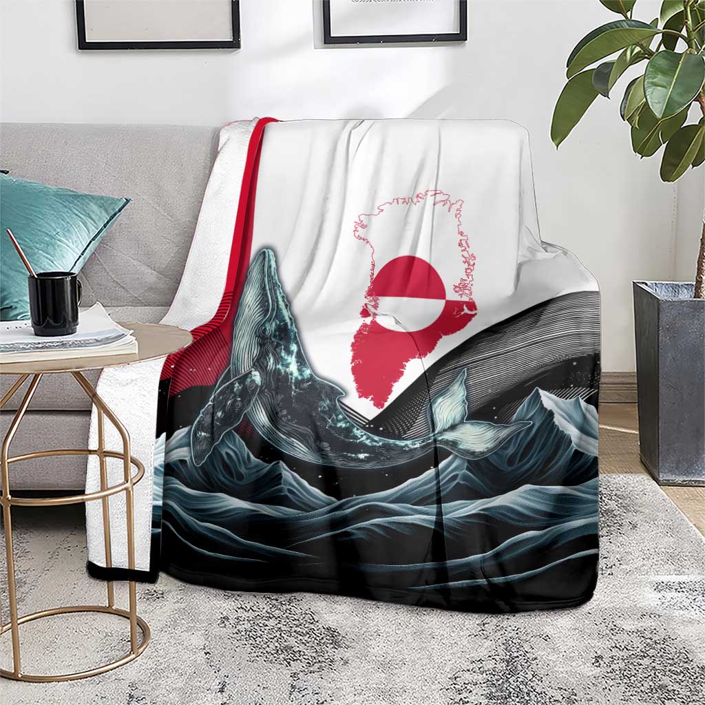 Greenland Whale Blanket with Arctic Waves and Where the Ice Meets the Sky Text Design