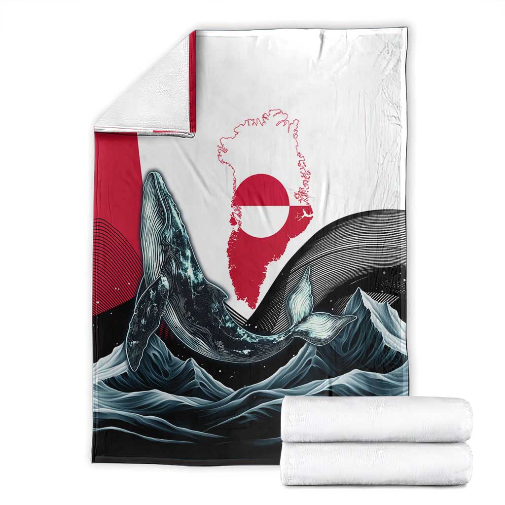 Greenland Whale Blanket with Arctic Waves and Where the Ice Meets the Sky Text Design