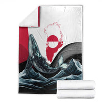Greenland Whale Blanket with Arctic Waves and Where the Ice Meets the Sky Text Design