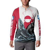 Greenland Whale Button Sweatshirt with Arctic Waves and Where the Ice Meets the Sky Text Design