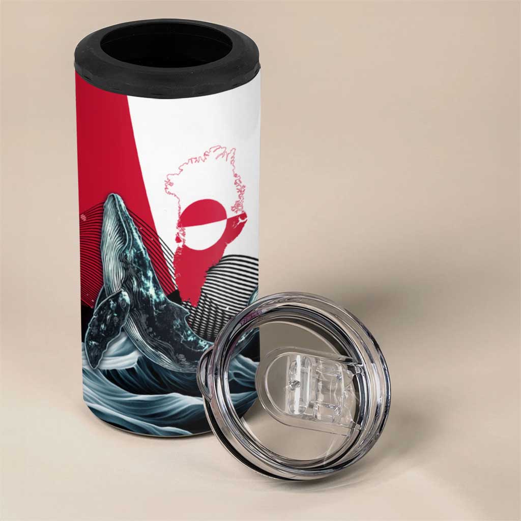 Greenland Whale 4 in 1 Can Cooler Tumbler with Arctic Waves and Where the Ice Meets the Sky Text Design