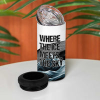 Greenland Whale 4 in 1 Can Cooler Tumbler with Arctic Waves and Where the Ice Meets the Sky Text Design