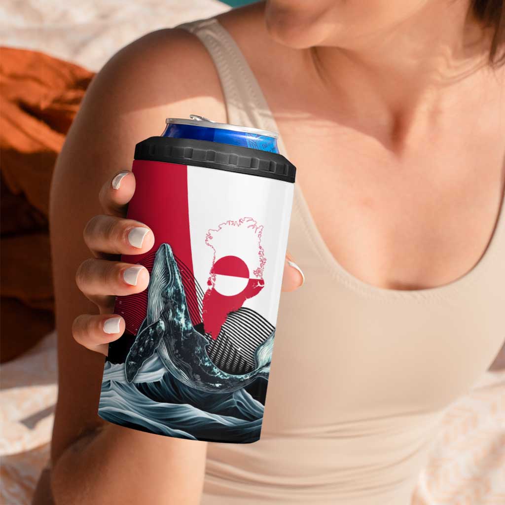 Greenland Whale 4 in 1 Can Cooler Tumbler with Arctic Waves and Where the Ice Meets the Sky Text Design