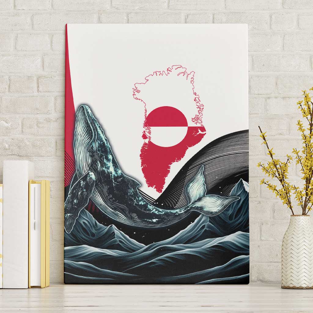 Greenland Whale Canvas Wall Art with Arctic Waves and Where the Ice Meets the Sky Text Design